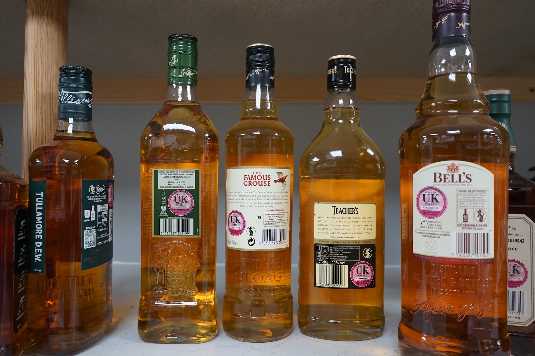 Seven bottles of various Whisky/whiskey to include Bells, Jack Daniel’s and Teachers